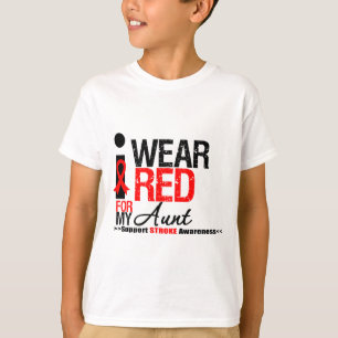 Stroke Awareness I Wear Red Ribbon For My Aunt T-Shirt