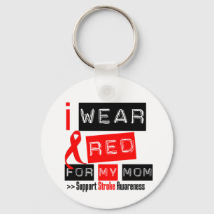Stroke Awareness I Wear Red Ribbon For My Mum Key Ring