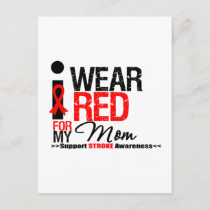 Stroke Awareness I Wear Red Ribbon For My Mum Postcard