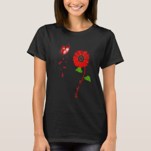 Stroke Awareness Red Butterfly Sunflower Ribbon T-Shirt