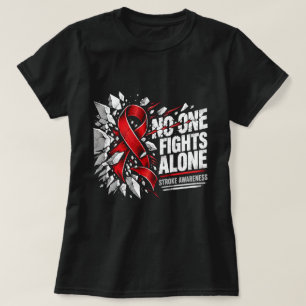 Stroke Awareness Red Ribbon Shirt, Inspirational S T-Shirt