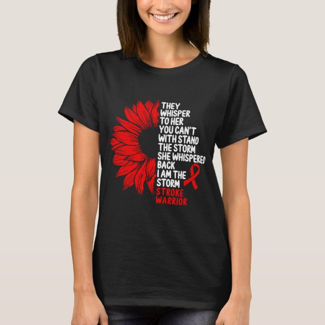Stroke Awareness Red Ribbon the Storm T-Shirt (Front)