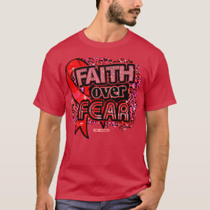 Stroke awareness Ribbon Faith Over Fear Leopard Gi T-Shirt