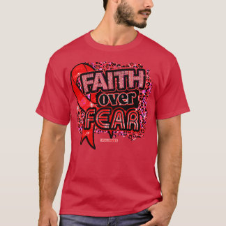 Stroke awareness Ribbon Faith Over Fear Leopard Gi T-Shirt