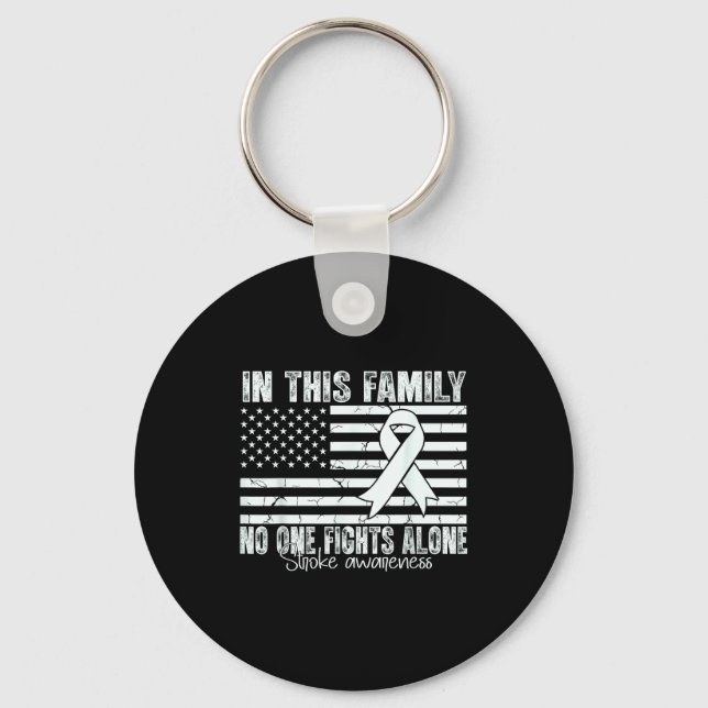 Stroke Awareness Suprt Flag Us Stroke Awareness Re Key Ring (Front)