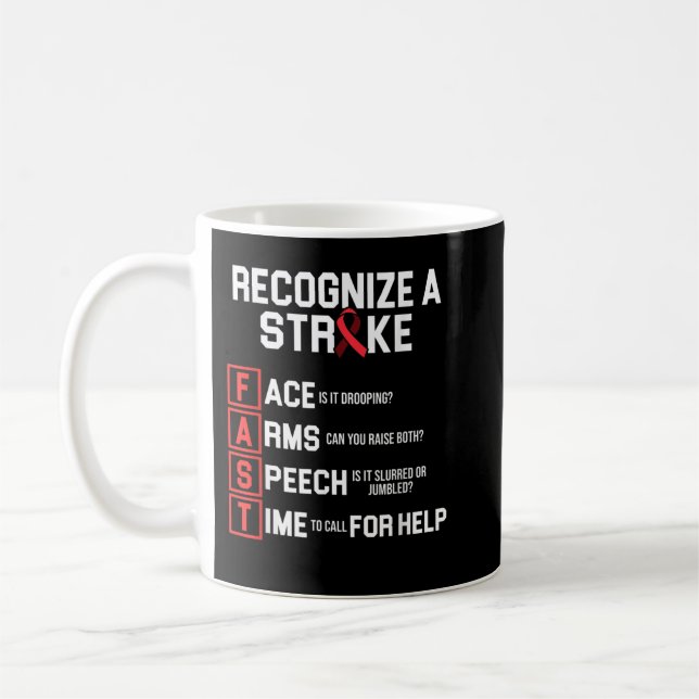Stroke Awareness Survivor Fast Strong Warrior  Coffee Mug (Left)