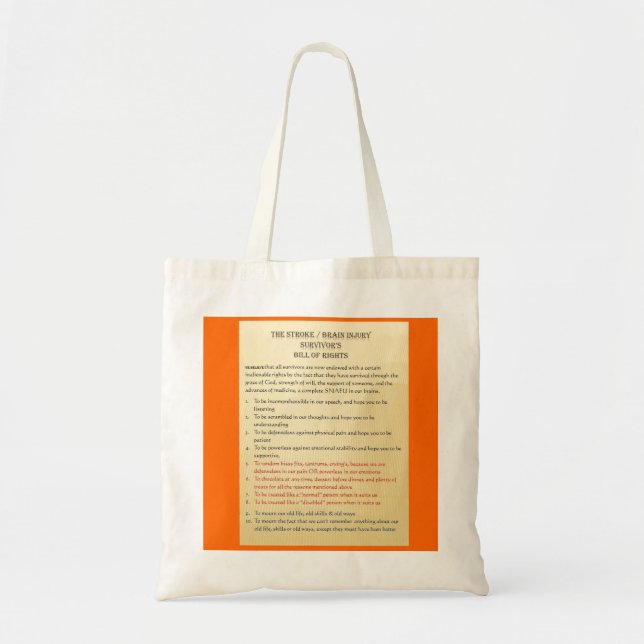 Stroke / Brain Injury Bill of Rights by Tom Schuck Tote Bag (Front)