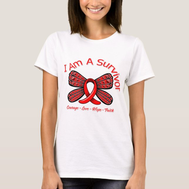 Stroke Butterfly I Am A Survivor T-Shirt (Front)