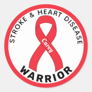 Stroke & Heart Disease Warrior Ribbon White Classic Round Sticker