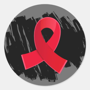 Stroke Red Ribbon With Scribble Classic Round Sticker