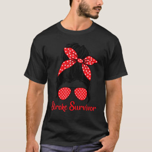 Stroke Survivor Awareness Red Ribbon Polka Dot Bra T-Shirt