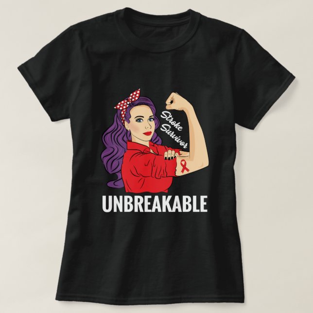 Stroke Survivor Awareness Warrior Unbreakable.png T-Shirt (Design Front)