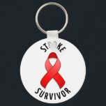 Stroke Survivor Keychain<br><div class="desc">You made it. This design's 'Stroke Survivor' text outlines my simple,  attractive red awareness ribbon to mark your success,  promote awareness,  and encourage others by example.</div>