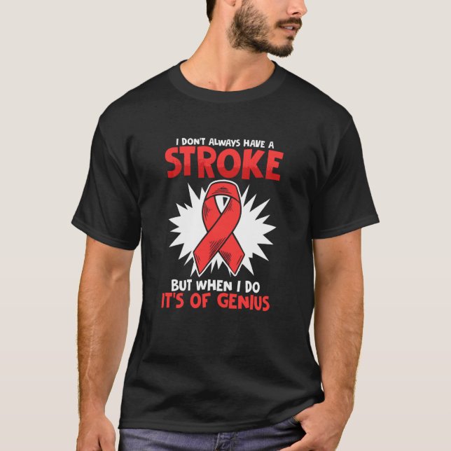 Stroke Survivor Red Ribbon Stroke Awareness T-Shirt (Front)