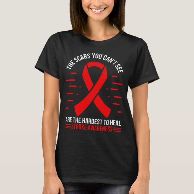 Stroke Survivor Stroke Warrior Red Stroke  Ribbon T-Shirt (Front)