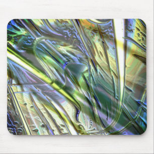 Strokes in bamboo style, soft pearly green yellow mouse mat