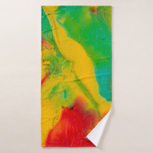 strokes of multi-coloured paint close-upabstract,a bath towel