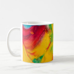 strokes of multi-coloured paint close-upabstract,a coffee mug