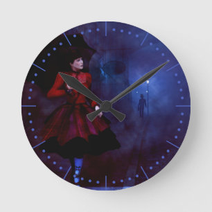 Stroll After Midnight Round Clock