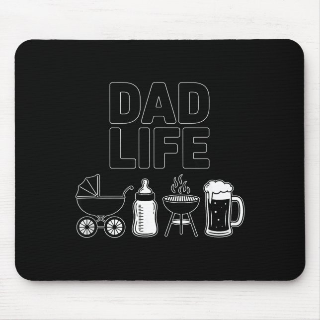Stroller Bottle Grill Beer Adorable Father Dad Lif Mouse Mat (Front)