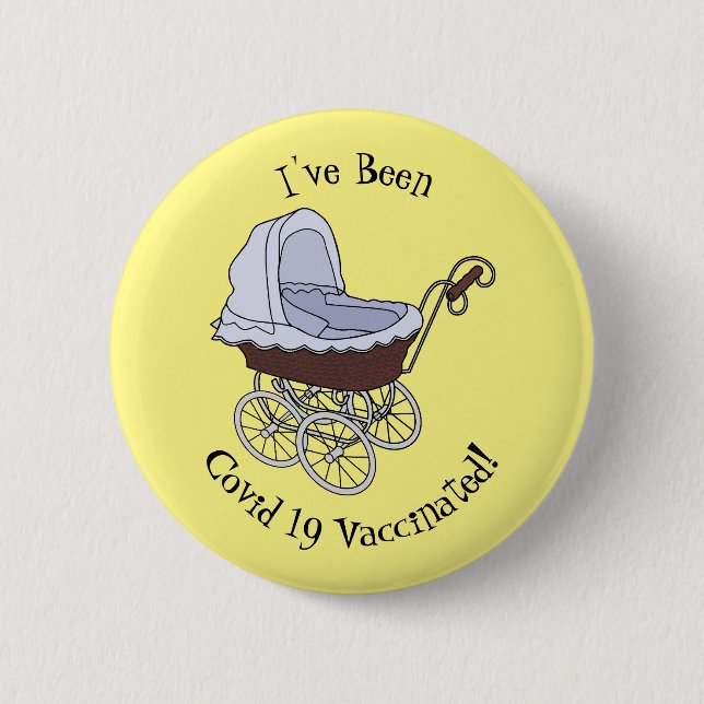 Stroller cartoon illustration 6 cm round badge (Front)