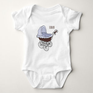 Stroller cartoon illustration baby bodysuit