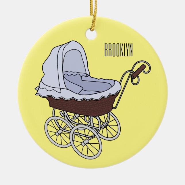 Stroller cartoon illustration  ceramic tree decoration (Front)
