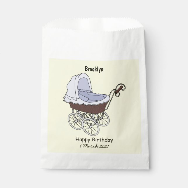 Stroller cartoon illustration favour bags (Front)