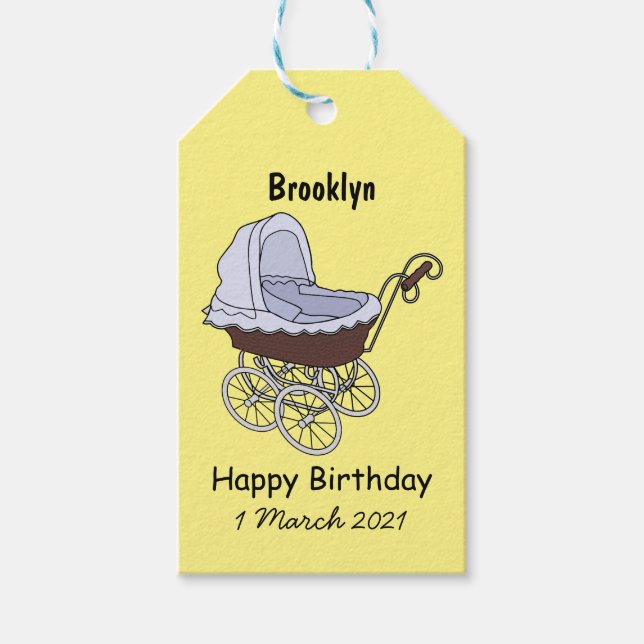 Stroller cartoon illustration gift tags (Front)