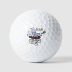 Stroller cartoon illustration  golf balls
