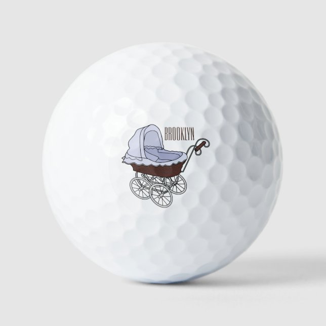 Stroller cartoon illustration  golf balls (Front)