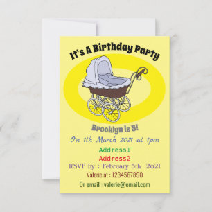 Stroller cartoon illustration invitation