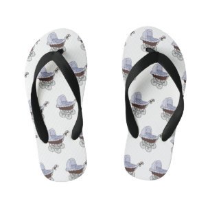 Stroller cartoon illustration kid's flip flops