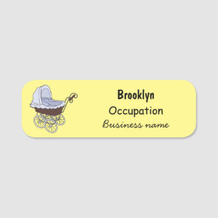 Stroller cartoon illustration name tag