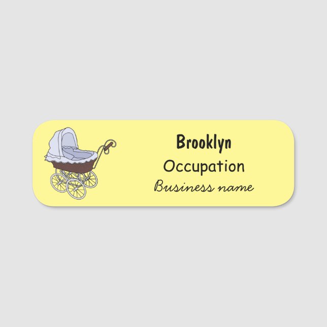 Stroller cartoon illustration name tag (Front)