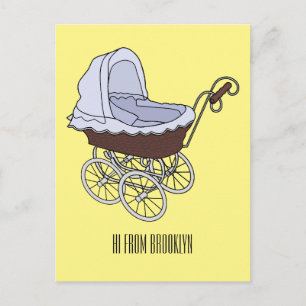 Stroller cartoon illustration  postcard
