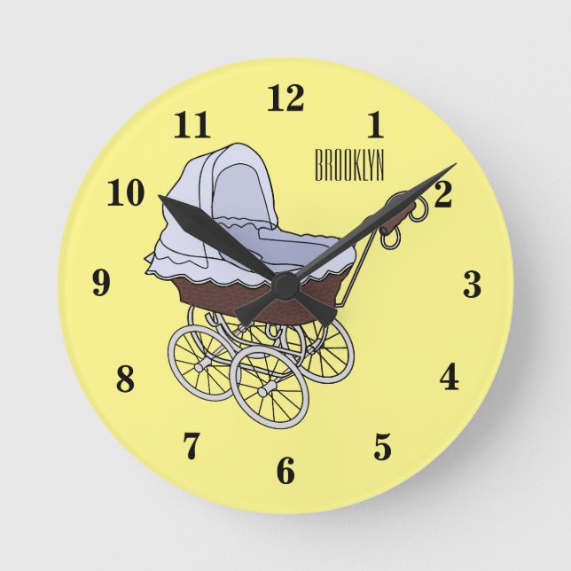 Stroller cartoon illustration  round clock (Front)