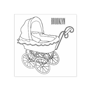 Stroller cartoon illustration  rubber stamp