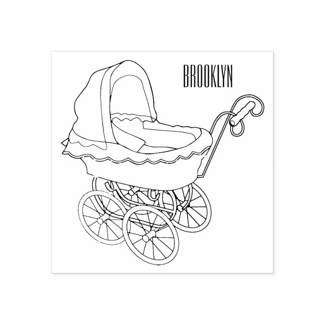 Stroller cartoon illustration  rubber stamp (Imprint)