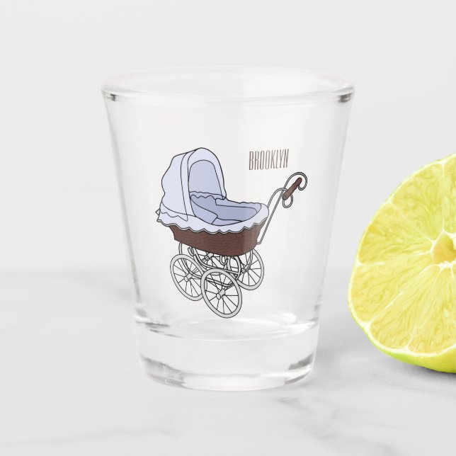 Stroller cartoon illustration  shot glass (Front)
