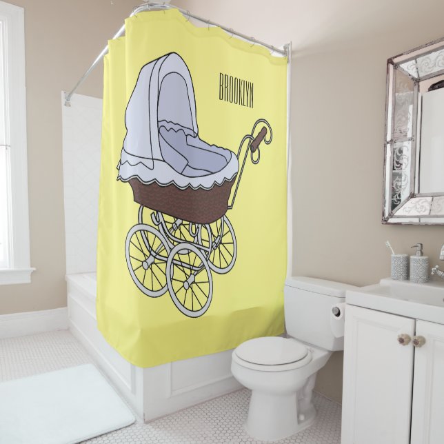 Stroller cartoon illustration  shower curtain (In Situ)