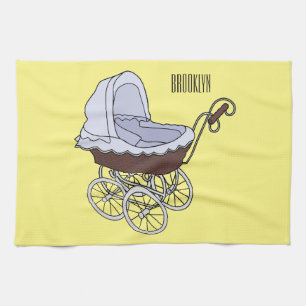 Stroller cartoon illustration tea towel