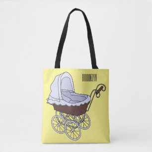 Stroller cartoon illustration tote bag