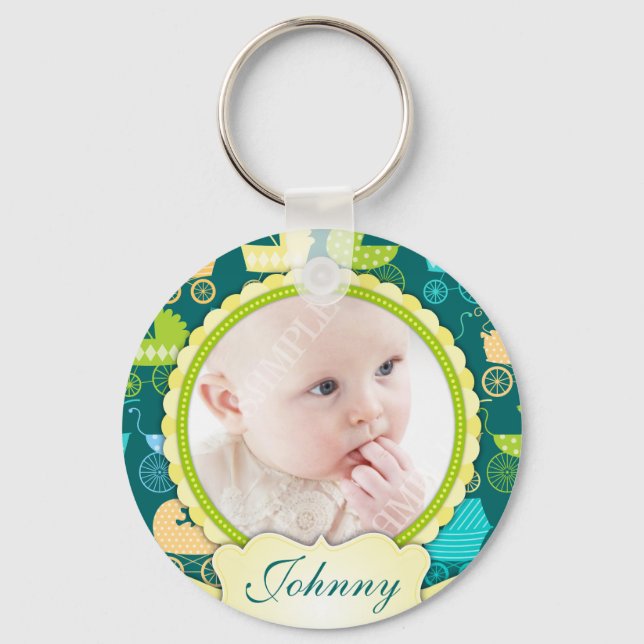 Stroller Chic Custom Photo Keepsake Key Ring (Front)