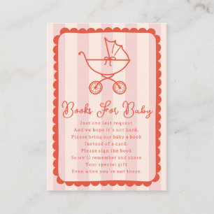 Stroller Scalloped Pink Baby Shower Books For Baby Enclosure Card