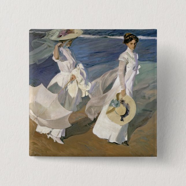 Strolling along the Seashore, 1909 15 Cm Square Badge (Front)