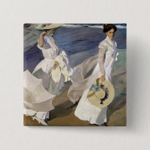 Strolling along the Seashore, 1909 15 Cm Square Badge