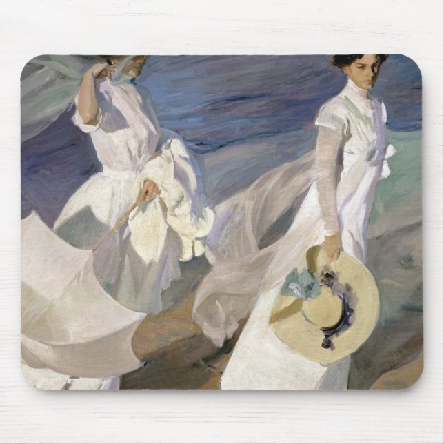Strolling along the Seashore, 1909 Mouse Mat (Front)