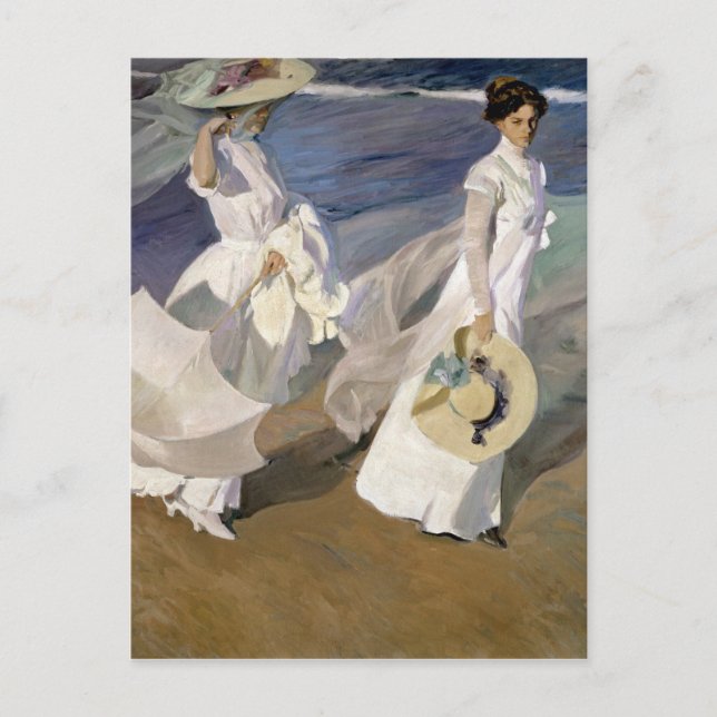 Strolling along the Seashore, 1909 Postcard (Front)