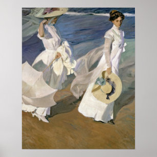 Strolling along the Seashore, 1909 Poster